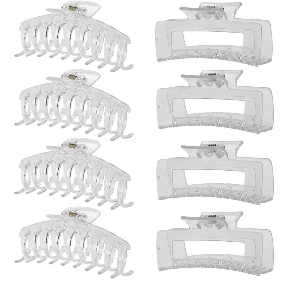 LuSeren clear hair clip 8-pack closeup with matte finish for secure grip