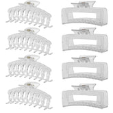 LuSeren clear hair clip 8-pack closeup with matte finish for secure grip