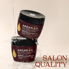 Luseta Argan Oil Hair Mask ingredients card emphasizing argan oil and moisture