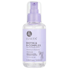 Luseta Biotin B-Complex Hair Oil bottle shows lightweight formula for thicker looking hair