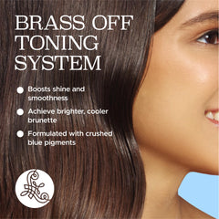 Luseta Color Brightening Blue Shampoo lather shown, refreshing color-treated brunettes.