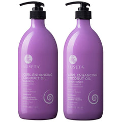 L LUSETA Curly Shampoo bottle with coconut oil for defined curls and gentle cleansing.