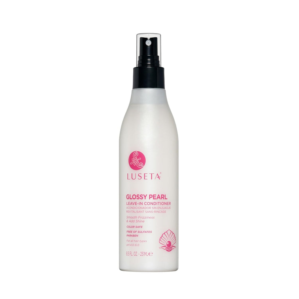 Luseta Glossy Pearl Leave-In Conditioner bottle delivers deep hydration for dry hair.