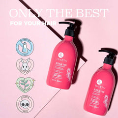 Luseta Keratin Conditioner smooth-hair closeup emphasizing nourishment for color-treated hair.