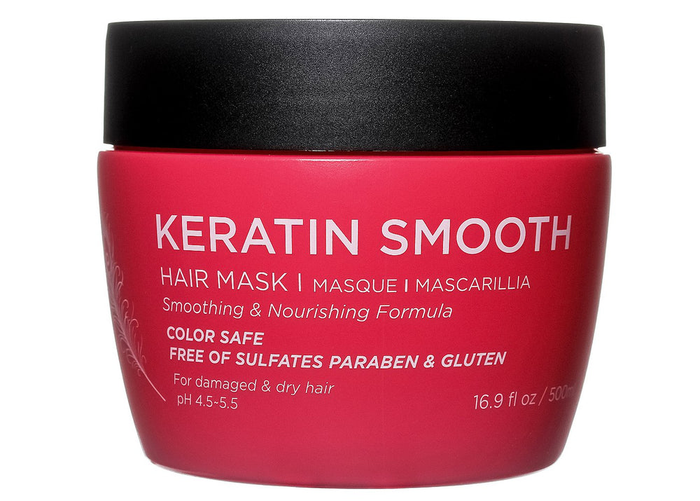 Luseta Keratin Smooth Hair Mask jar front highlights nourishment for dry, damaged hair.
