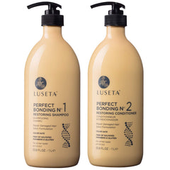Luseta Perfect Bonding Restoring Shampoo bottle for bond strengthening across all hair types.