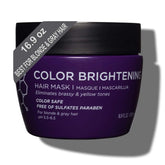 Luseta Purple Hair Mask bottle closeup showing color-brightening care for blond and gray hair