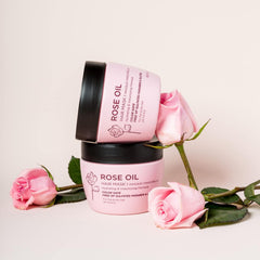 Luseta rose oil hair mask application on hair for even hydration