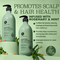 Luseta Rosemary Mint Strengthening Conditioner bottle emphasizes detangling and shine