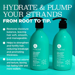 L Luseta shampoo bottle pour demonstrates easy rinse and light lather