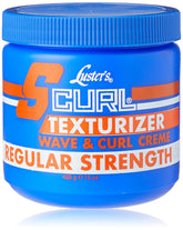 Luster S Curl Texturizer Regular jar closeup shows soft defined curls.