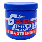 Luster's S Curl Texturizer Extra Strength bottle being poured for even application and defined waves.