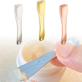 LUTQ metal makeup spatula tool rose gold closeup shows hygienic precise application