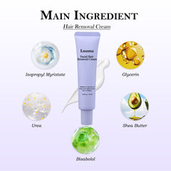 Luuma facial hair removal cream application image demonstrates easy, quick treatment for busy mornings