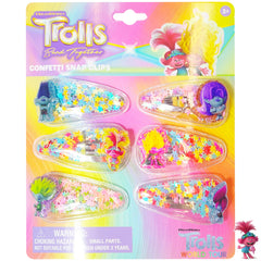 Luv Her Magical Confetti Hair Clips set with Trolls charms for colorful, playful daily wear.