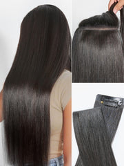 LUVME invisible clip-in extensions close-up showing seamless blend for a natural look