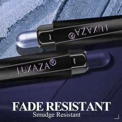 Luxaza Pro Jeans Blue swatch on arm highlights high-pigment payoff and color coordination
