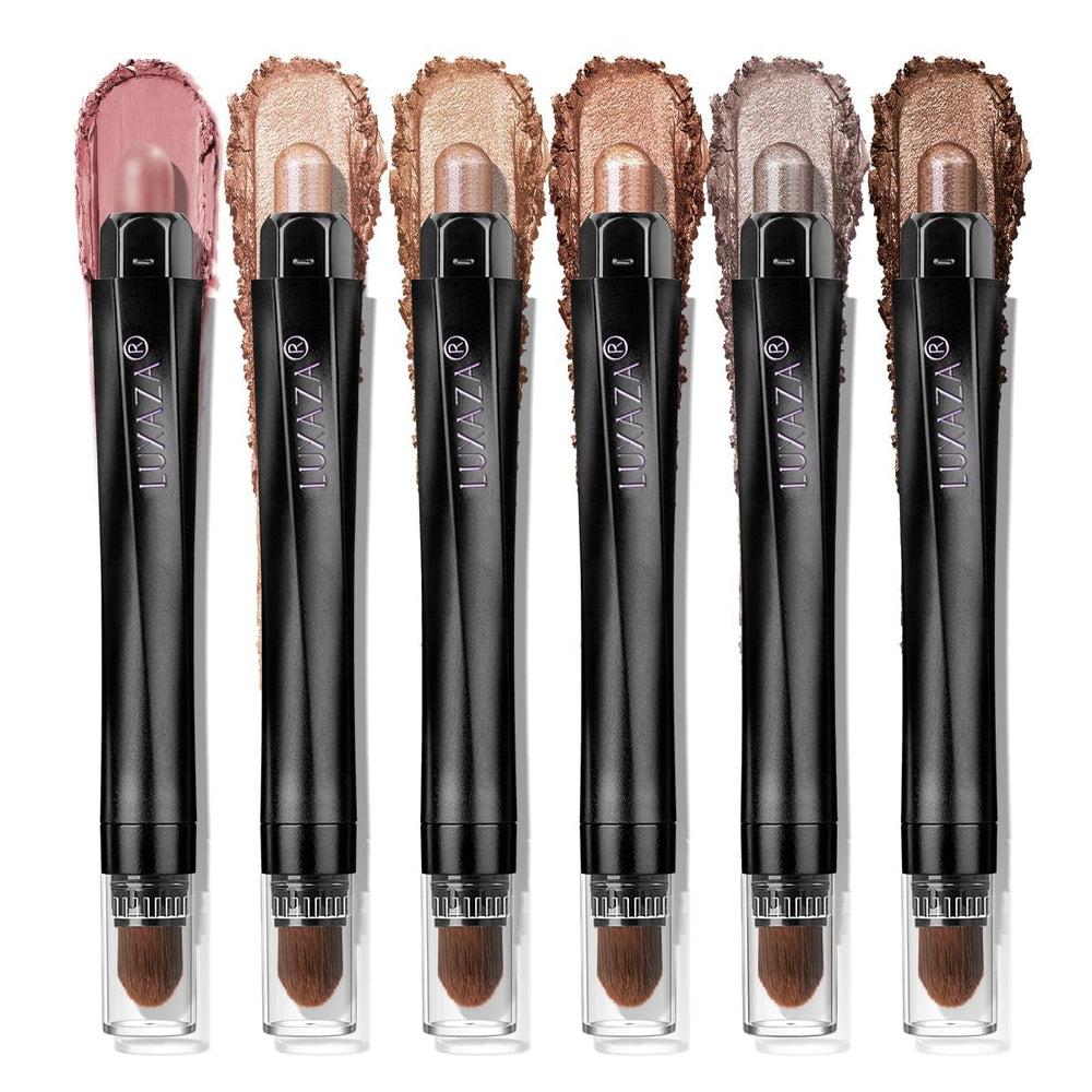 Luxaza Pro neutral eyeshadow stick 6-piece Brown Canyon packaging for easy storage and portability.