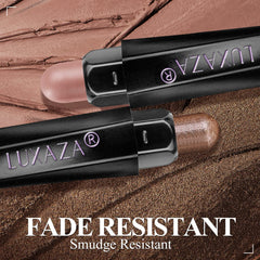 LUXAZA PRO Plum Eyeshadow Stick blending brush close-up showing built-in tool for seamless blending