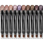 LUXAZA PRO Plum Eyeshadow Stick swatches on skin showing plum, lilac, and bronze tones for versatile looks.