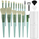 LUXBRU 20pc makeup brush set neatly arranged for a flawless makeup look