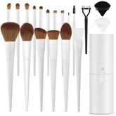 LUXBRU makeup brush set case keeps brushes organized for travel.