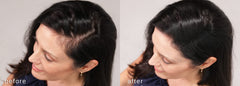LUXE Hair Building Fibers blending into thinning area