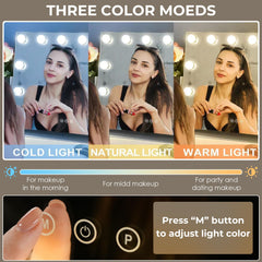 LuxeVue vanity mirror offers three light modes for accurate color rendering.
