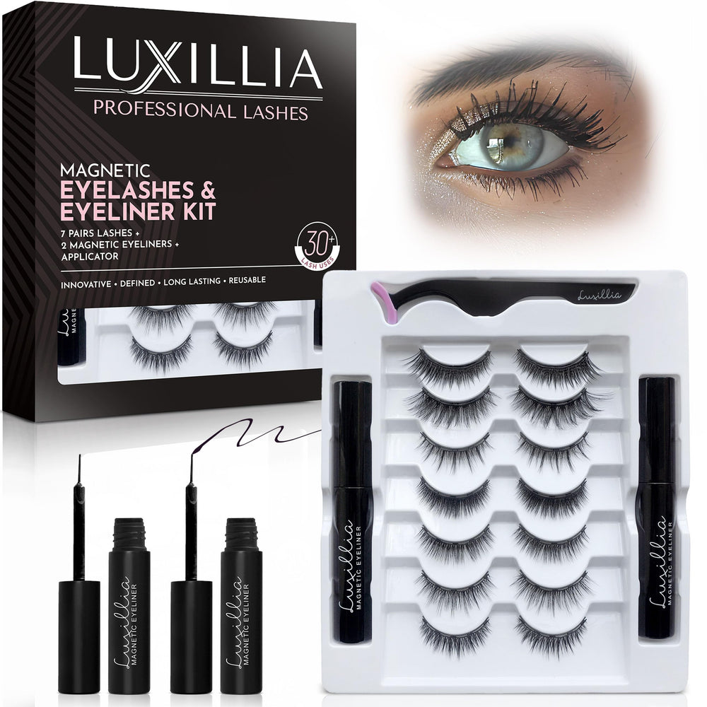 Luxillia magnetic eyelashes kit close-up lashes showing natural look and comfort