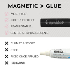 Luxillia natural-look magnetic lashes blend with real lashes for subtle enhancement.