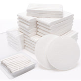 Luxiv compressed facial sponge pack, side view, portable cleansing tool for on-the-go routines.