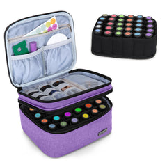 LUXJA essential oil carrying case interior with flexible bottle dividers for organization.