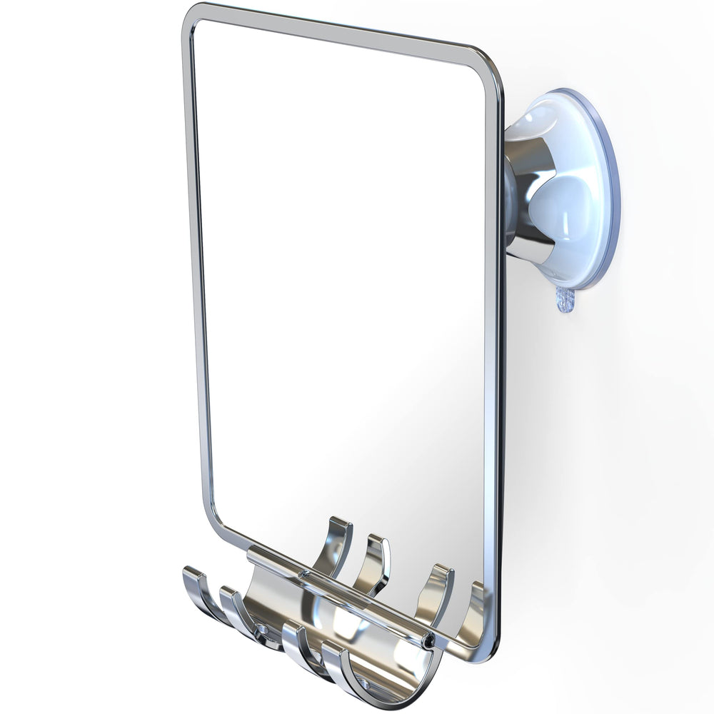 Luxo shower mirror fogless with strong suction for clear shaving in steamy bathrooms.