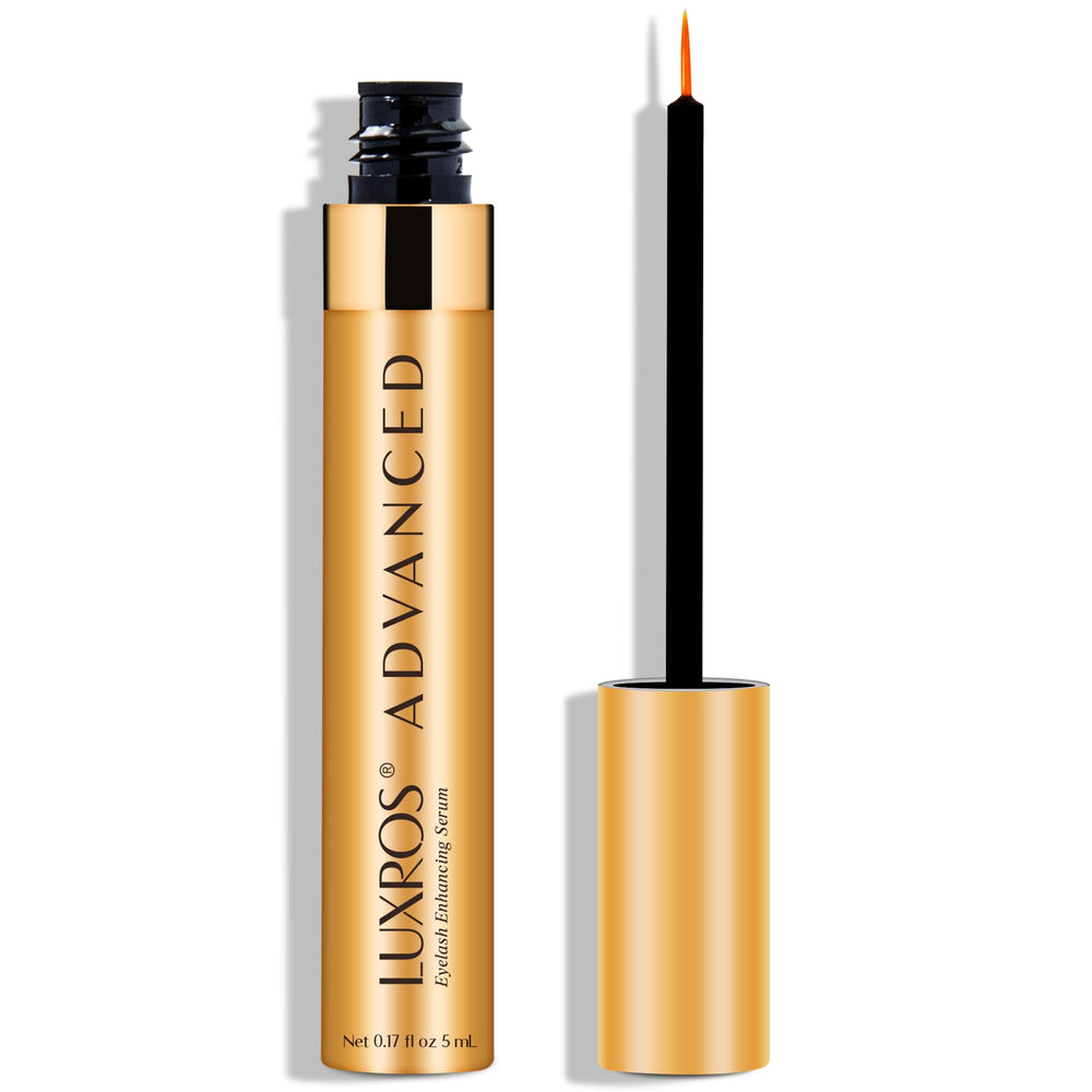LUXROS Eyelash Growth Serum bottle closeup for longer lashes