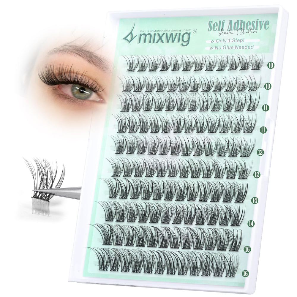 Lvmixwig self-adhesive lash clusters packaging ready for glue-free wear