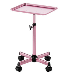 LWADALN salon tray cart pink front view highlights sturdy metal construction for durable daily use.