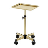 LWADALN Salon Tray premium metal rolling cart in champagne gold for versatile services and mobile efficiency.