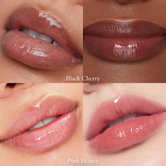 LYBHDAFA almost lipstick honey tint swatch highlighting buildable color and glossy finish.