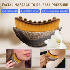 Lymphatic contour face brush bristles detail emphasizes skin-friendly, sensitive-skin safe design.