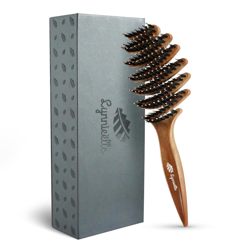 Lynnieëlle hair brush curved paddle for effortless detangling and massage