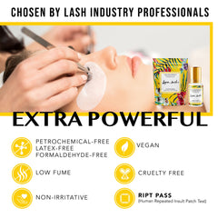 Lyon Lash professional studio setup featuring lash artist and glue in use