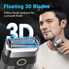 LYRSLF travel-ready compact razor in hand for quick, on-the-go grooming.