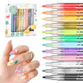 LZXLUKGIR Nail Art Pens 12-color set displays vibrant pigments for DIY manicures.