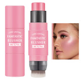 LZYLLS Cream Blush Stick with Brush front view shows compact portable design for easy touch-ups.