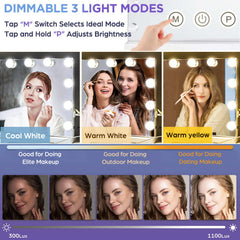 M MIVONDA vanity mirror memory function recalls last brightness and color temperature.