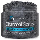 M3 Naturals exfoliating charcoal scrub bottle shows deep-cleanse for smoother skin
