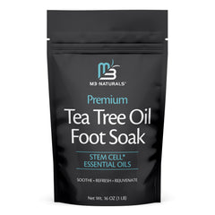 M3 Naturals tea tree foot soak bottle for at-home spa and refreshing aroma