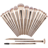 MAANGE 18-piece brush set with champagne finish for smooth foundation blending.