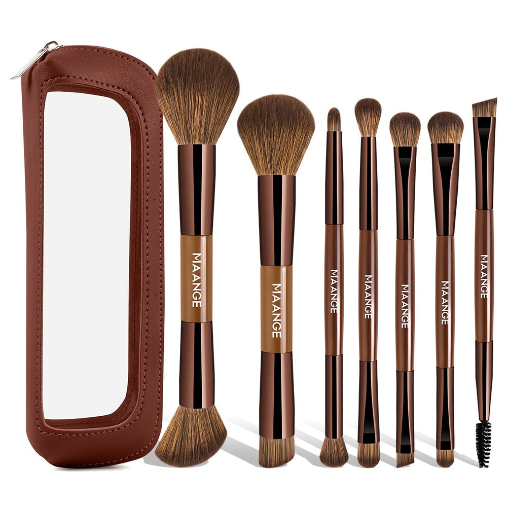 MAANGE 7-pcs foundation brush set with bag for organized on the go makeup routines