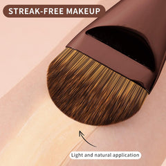 MAANGE angle kabuki brush provides natural blend along cheek contours.